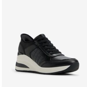 Aldo Black & White Wedge Platform Sneaker